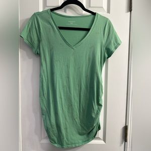 Motherhood Maternity Medium Green Tee with Gold Pineapples